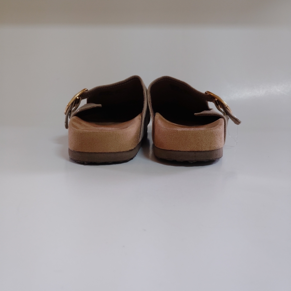 Women's Neutral Slip-On Mule with Gold Buckle - Picture 6 of 7